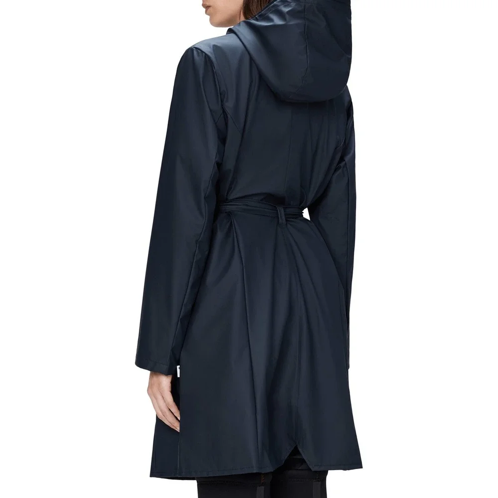 RAINS Navy Waterproof Belted Trench Raincoat M/L NWT Scandinavian Minimalist